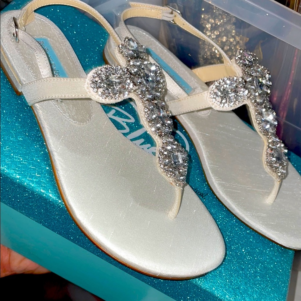 Betsey Blue Rhinestone satin sandals